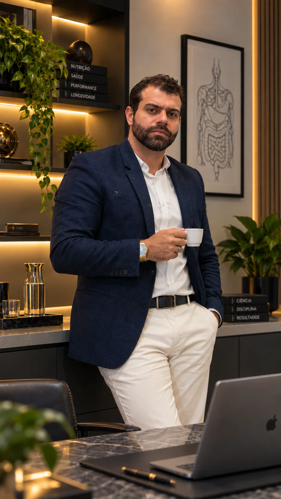 Filipe Alves, nutricionista, em ambiente de atendimento